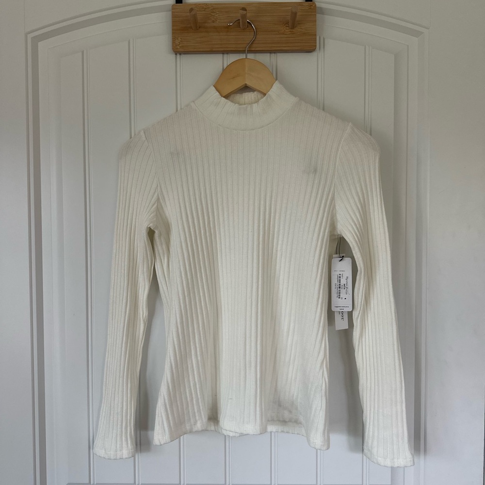 Liverpool Ribbed White Long Sleeve Top